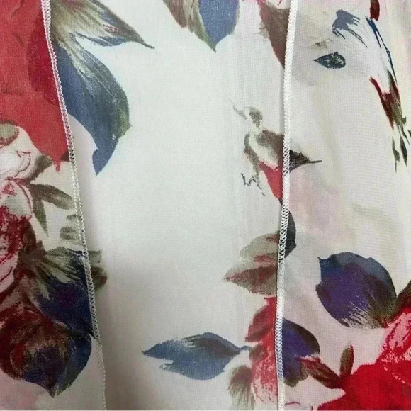 Kimono Sheer Floral  White / Red / Blue Size - Picture 10 of 16